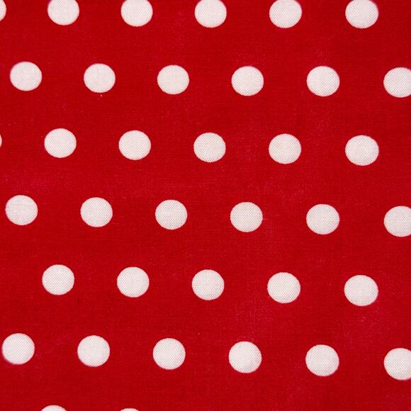 White Polka Dot on Red Cotton Fabric - 1 Yard - Blender, Holiday, Minnie Mouse - Picture 2 of 5